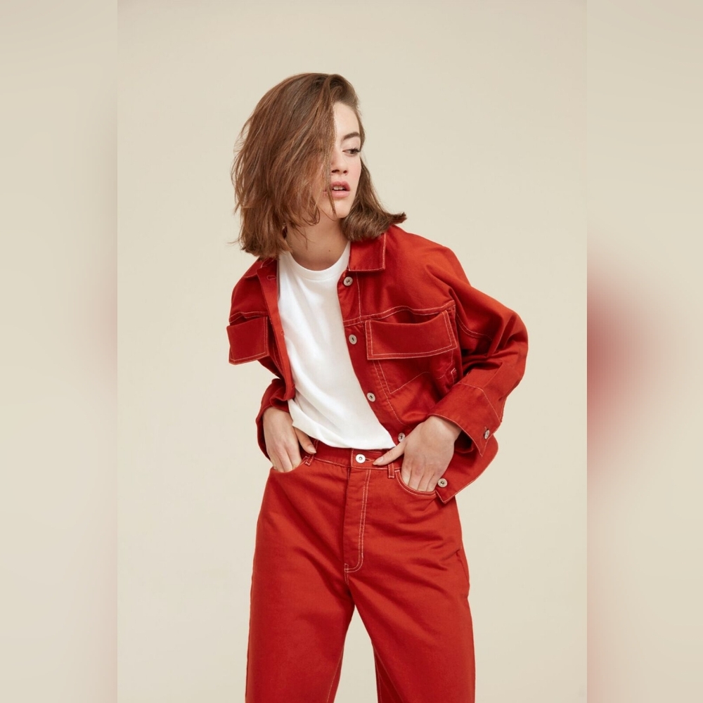 🧡❤️ kowtow 100% Fair Trade Organic Cotton Brick Denim Stage Pant, M - Picture 11 of 14